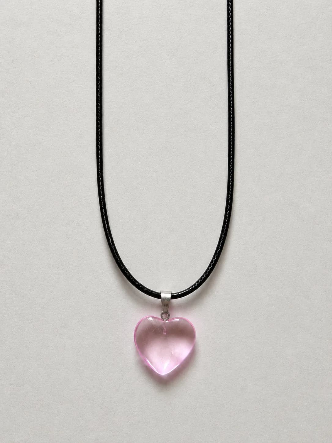 Pink Heart Glass Necklace in 