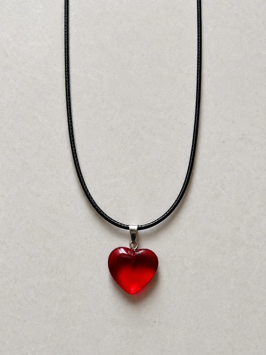 Red Heart Glass Necklace in 