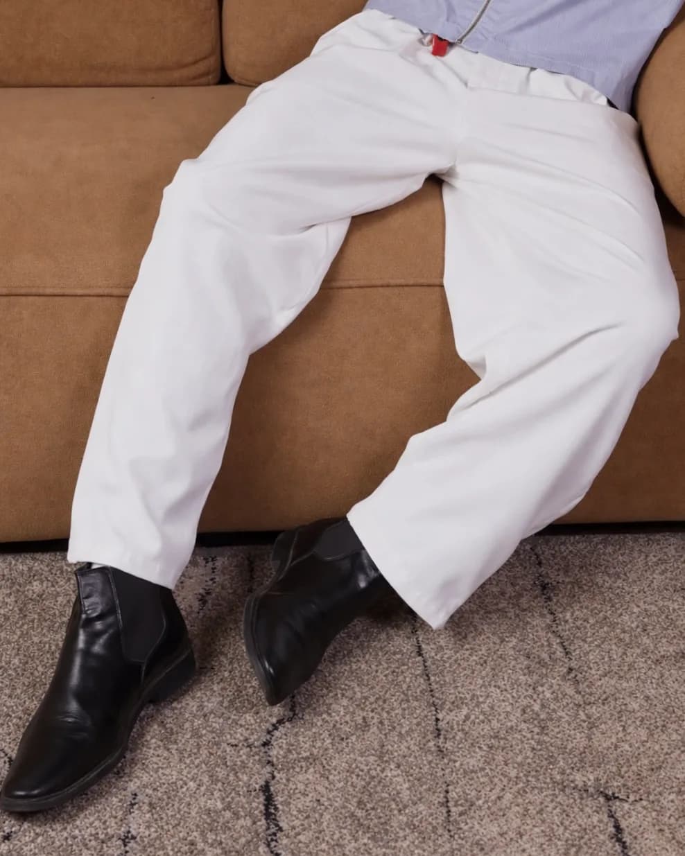 White Japanese Wide-Leg Barrel Trouser in White