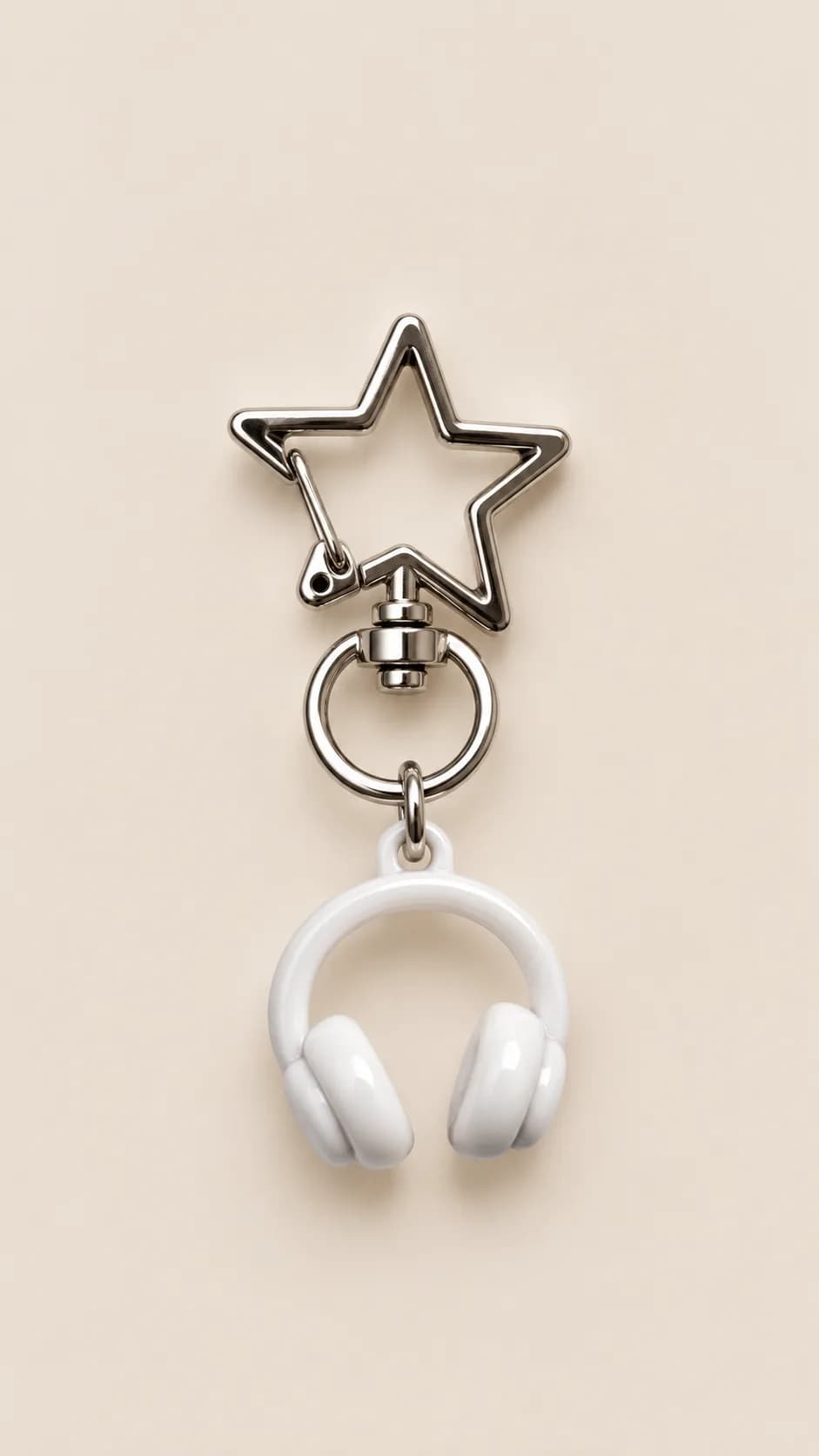 White Star Hook Headphone Charm in White