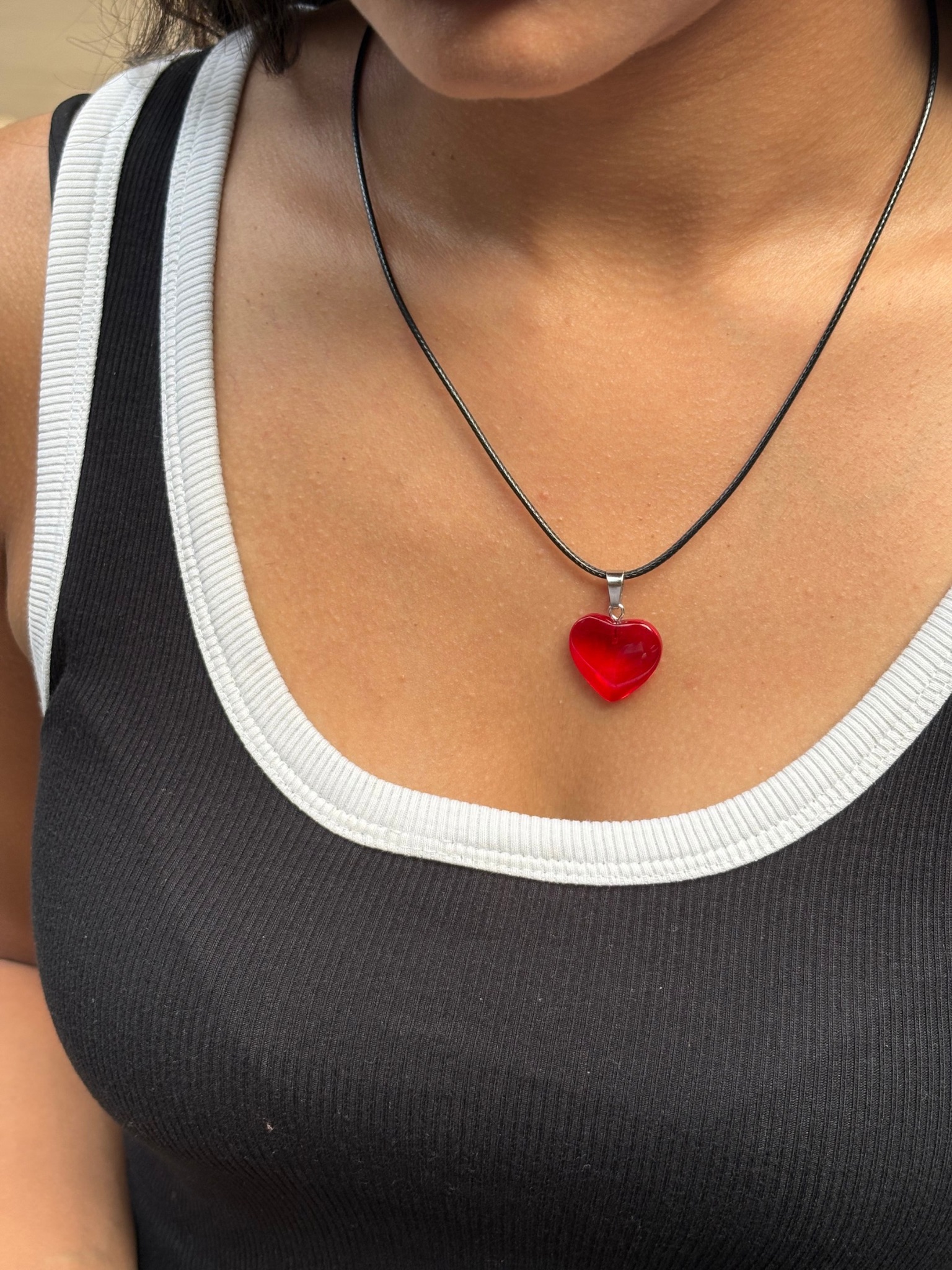 Red Heart Glass Necklace view 2